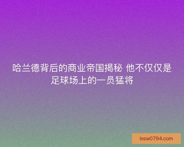 哈兰德背后的商业帝国揭秘 他不仅仅是足球场上的一员猛将
